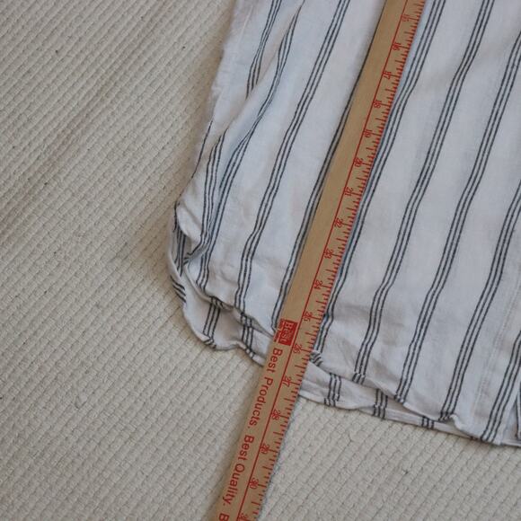Adrianna Papell Striped Linen Blend Shirt M Button Up - Picture 4 of 8